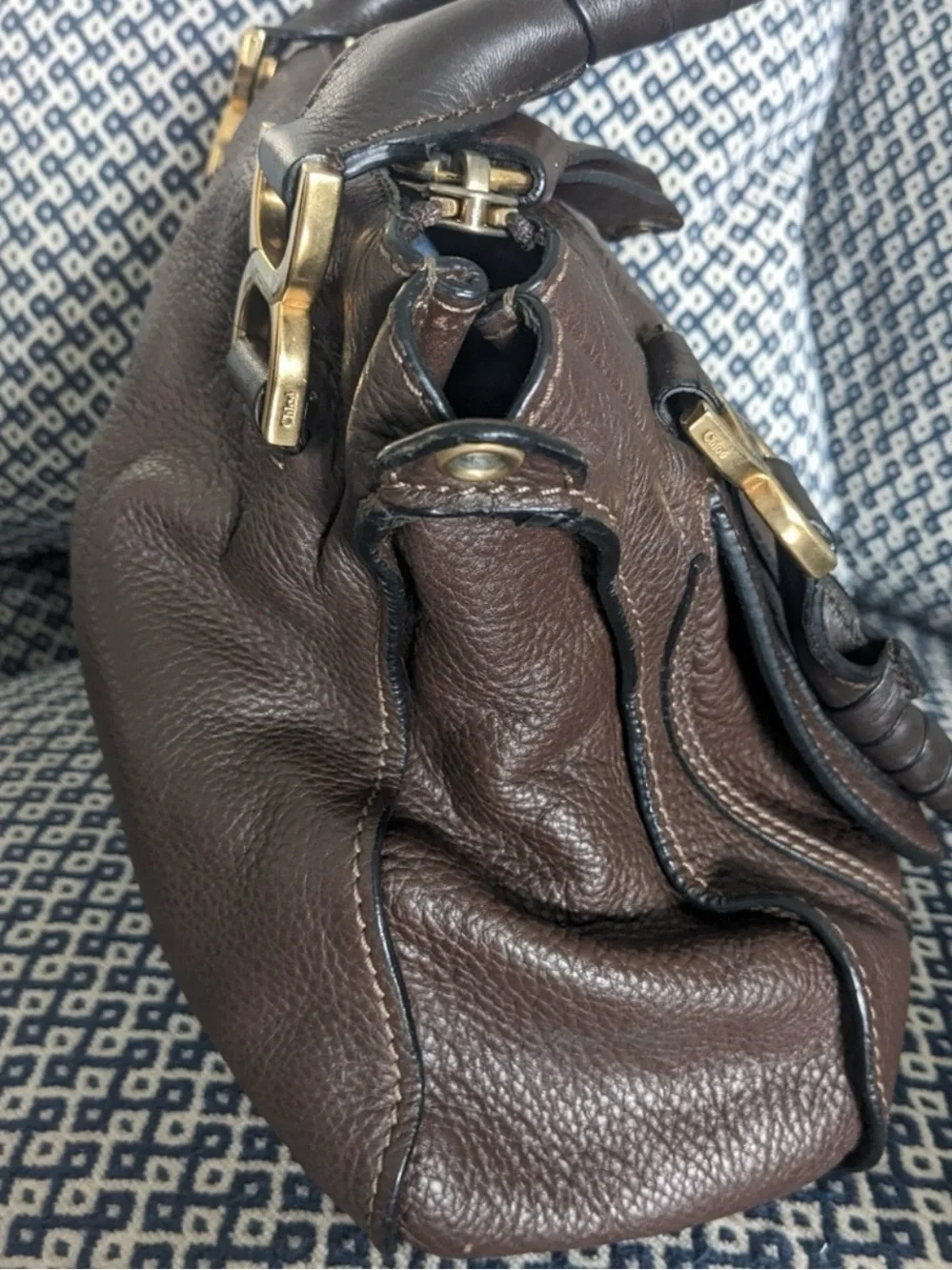 Authentic Chloe Marcie Leather Handbag - Chocolate Brown